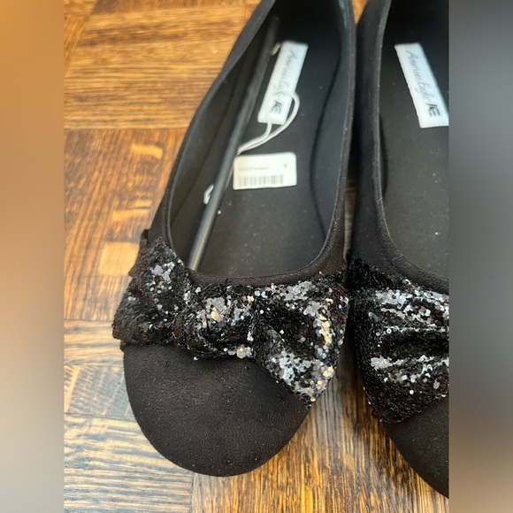 American Eagle AVERY Black Glitter Flats SIZE 9 - Picture 4 of 7